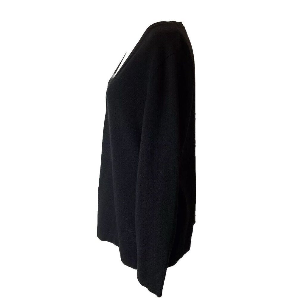 J Jill Wool Blend 3 Button Cardigan Sweater Sz M Black Knit Quiet Luxury V Neck - Picture 10 of 11